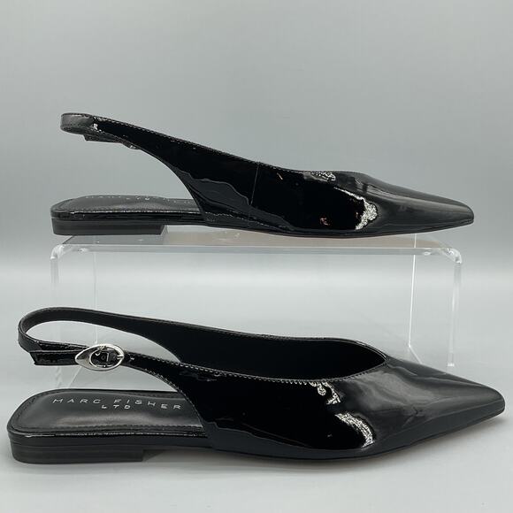 Marc Fisher LTD Shoes - NEW Marc Fisher Women’s Gabra Patent Leather Slingback Flats Black Size 8M